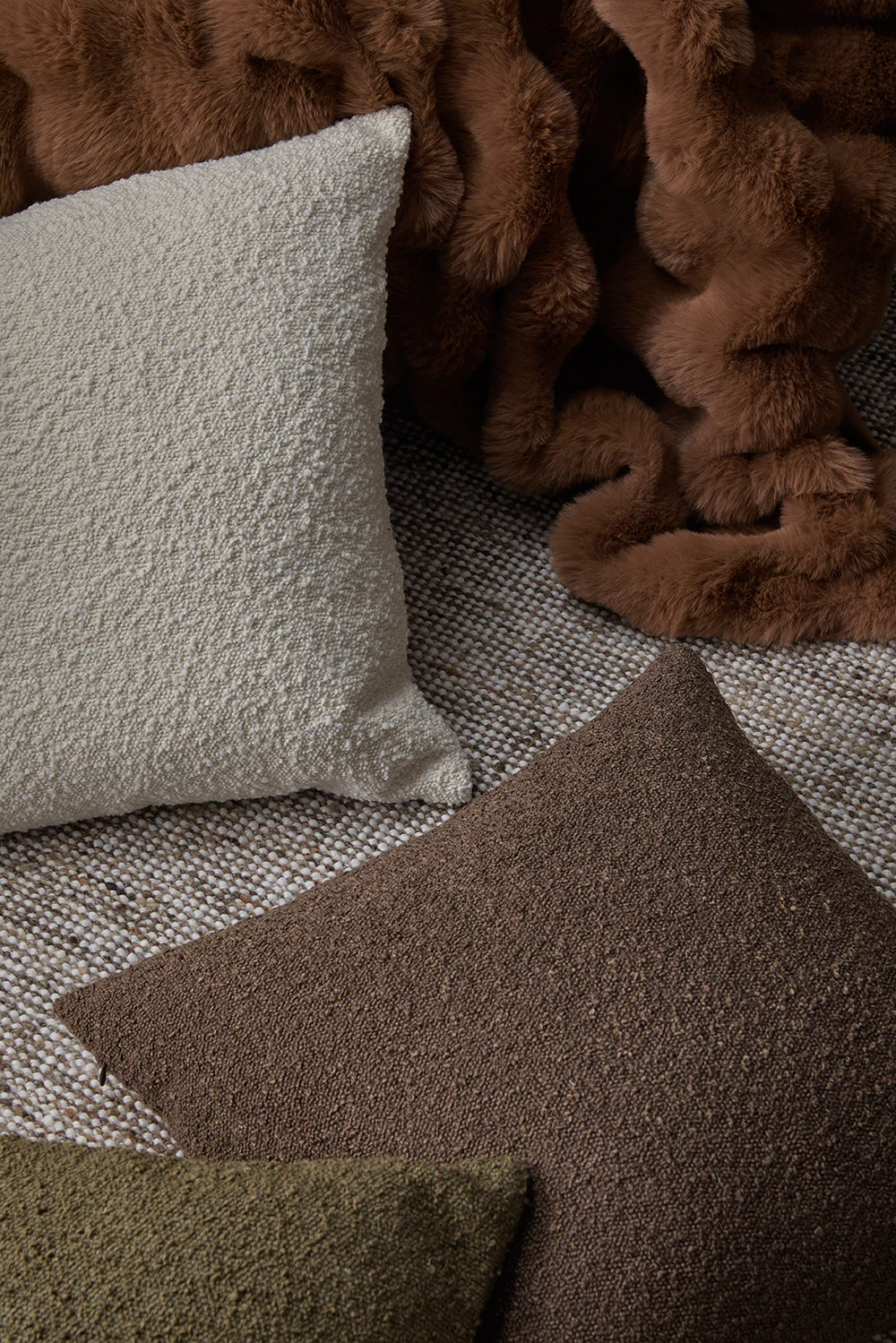 Brooklyn Boucle Cushion - Chocolate