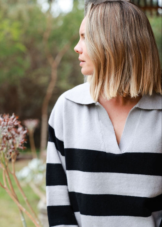 Buller Jumper - Pewter & Black