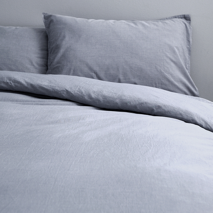 Vintage Softwash Cotton Quilt Cover Set (Double) - Denim