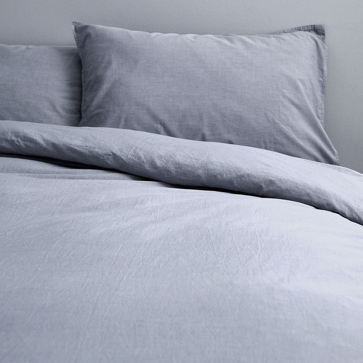 Vintage Softwash Cotton Quilt Cover Set (Double) - Denim
