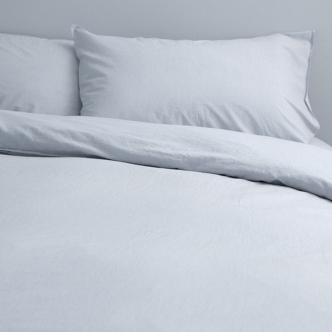 Vintage Softwash Cotton Quilt Cover Set (Super King) - Misty Blue