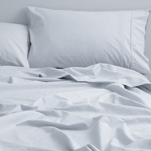Vintage Softwash Cotton Sheet Set (King) - Misty Blue