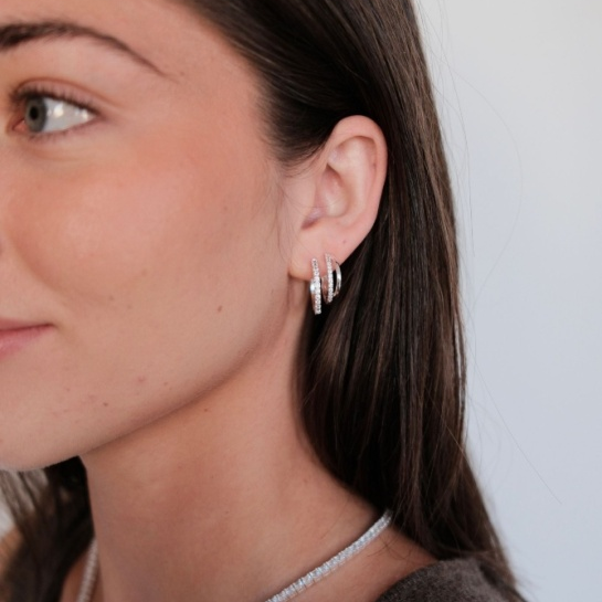 Celeste Hoop – Clear Silver by Zafino