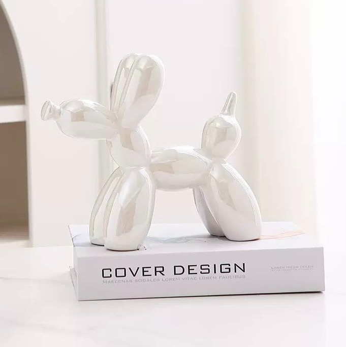 Ceramic Balloon Dog Large - Pearlised White
