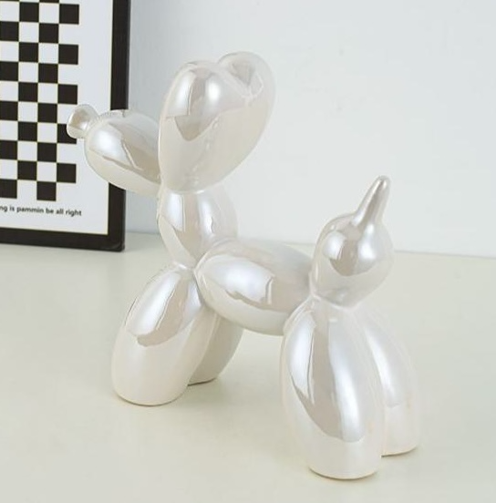 Ceramic Balloon Dog Large - Pearlised White