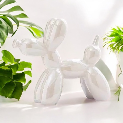 Ceramic Balloon Dog Small - Pearlised White