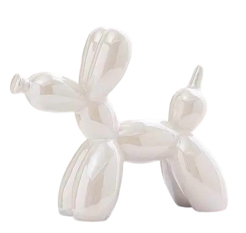 Ceramic Balloon Dog Small - Pearlised White
