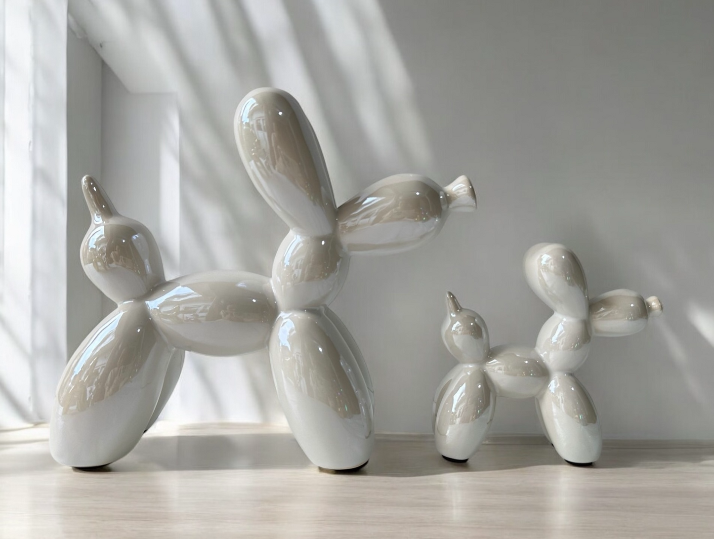 Ceramic Balloon Dog Small - Pearlised White
