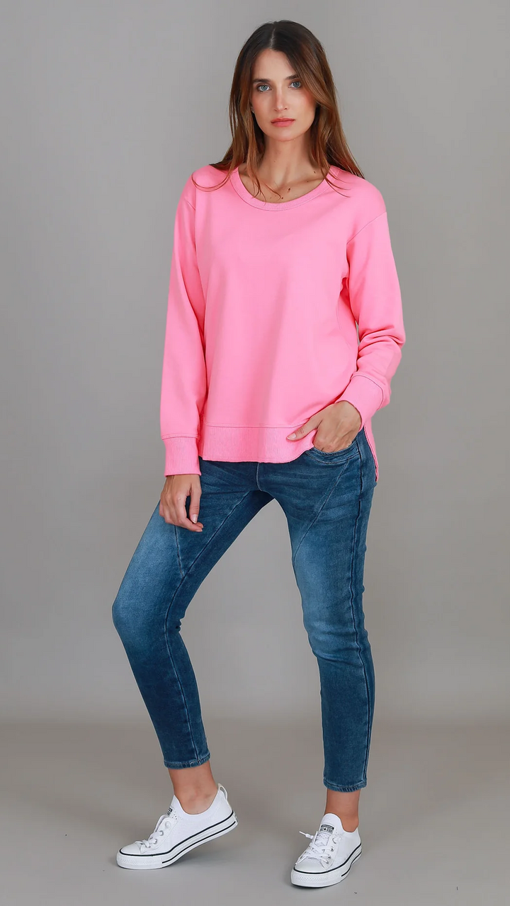 Charlette Curve Hem Sweatshirt - French Rose