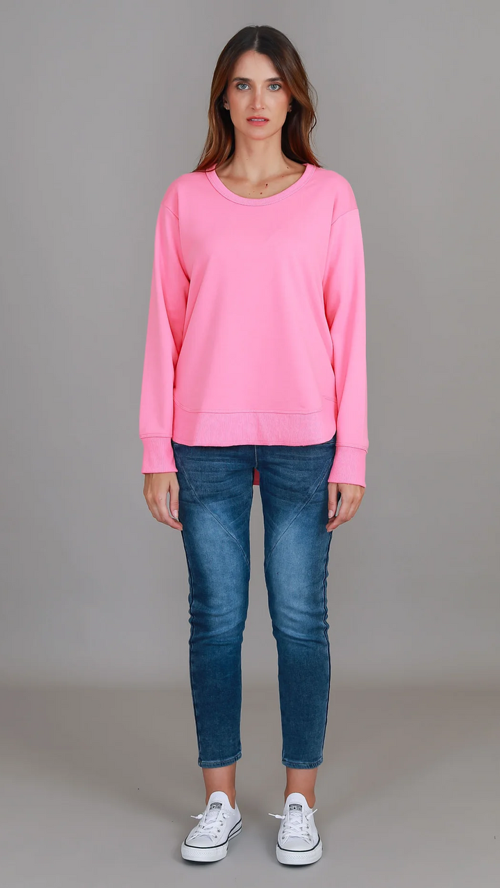 Charlette Curve Hem Sweatshirt - French Rose