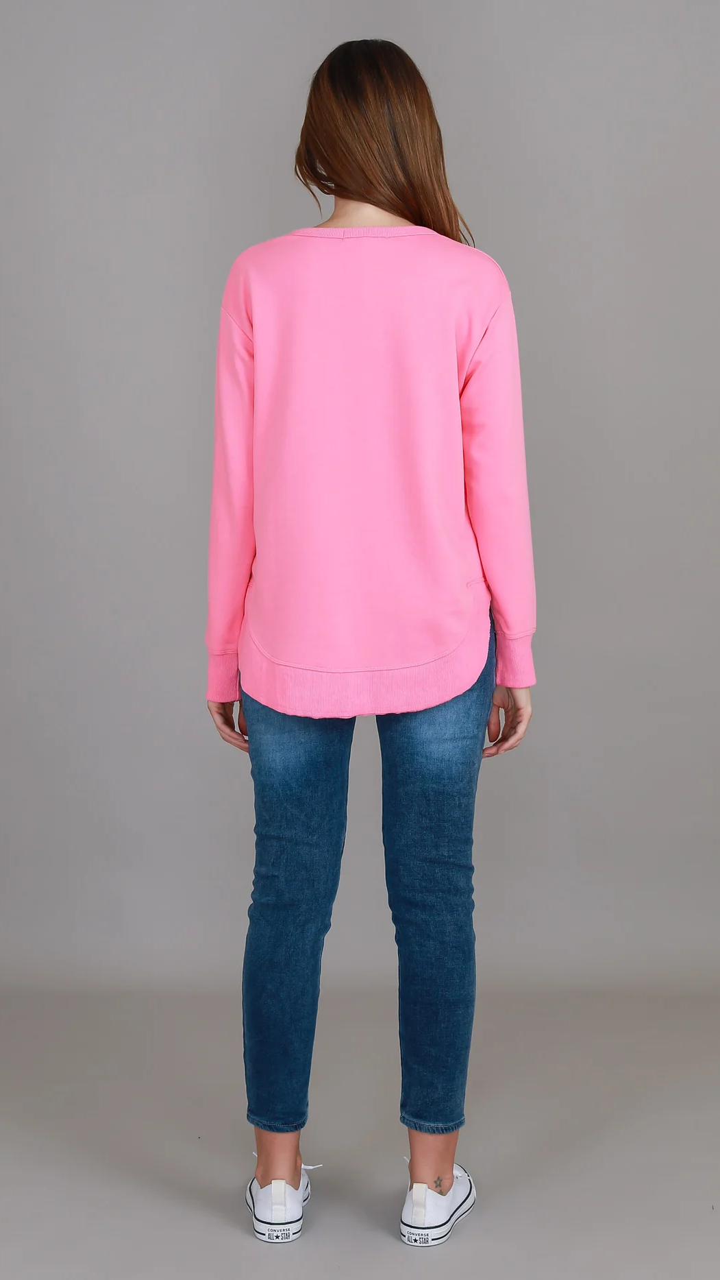 Charlette Curve Hem Sweatshirt - French Rose