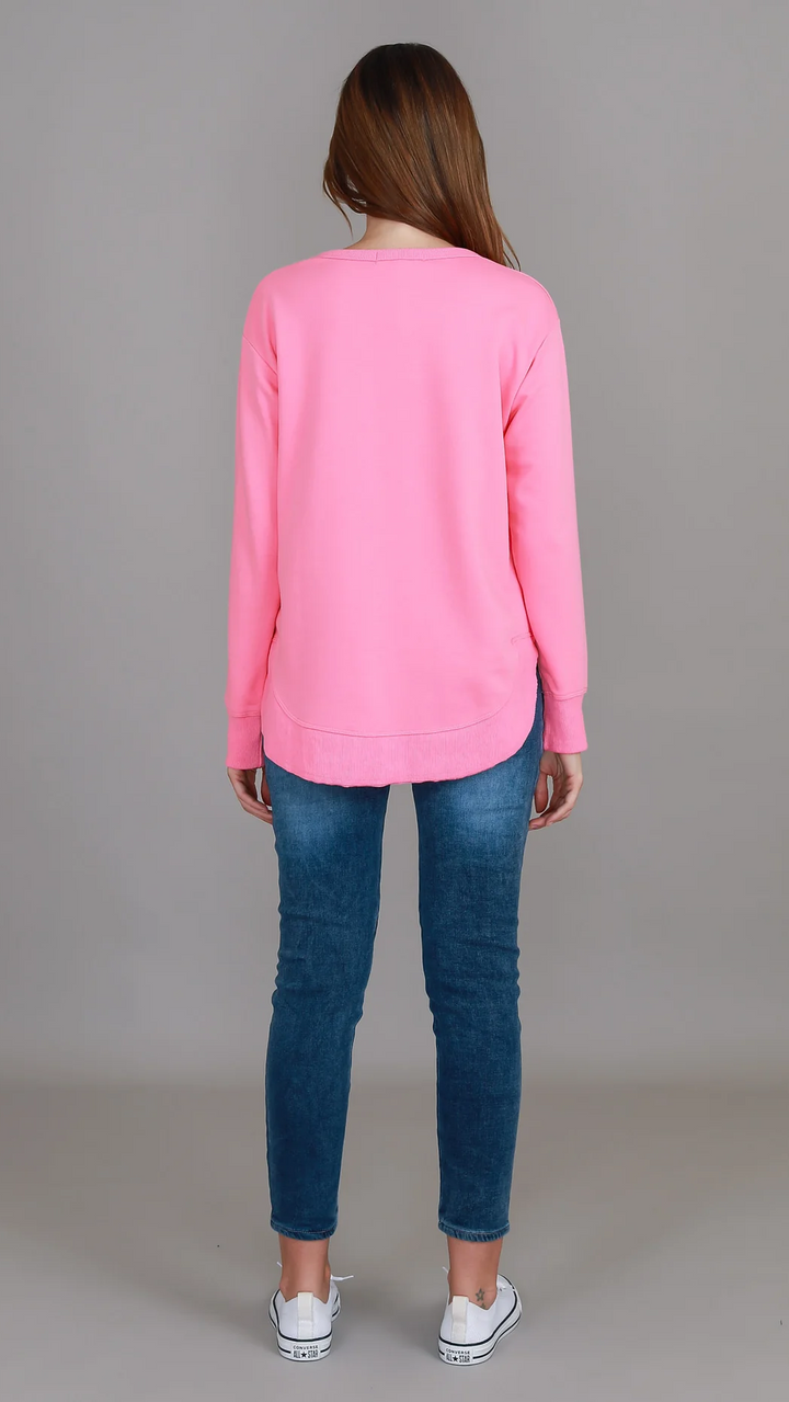Charlette Curve Hem Sweatshirt - French Rose