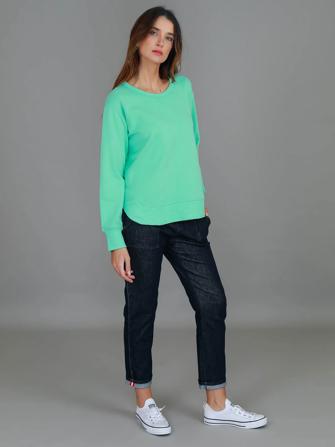 Charlette Curve Hem Sweatshirt - Jelly Mint