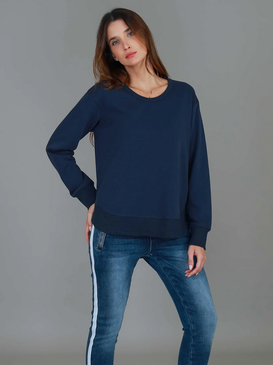 Charlette Curve Hem Sweatshirt - Navy