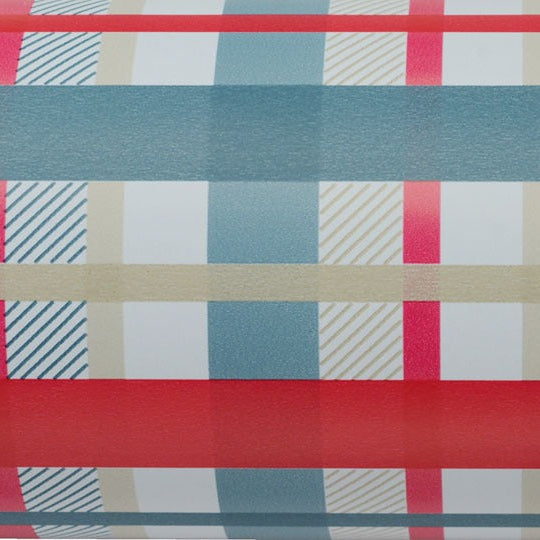 Check Mate Gift Wrap - Denim/Latte/Red On White