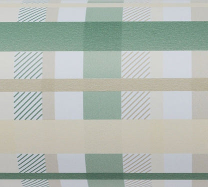Check Mate Gift Wrap - Sage/Latte/Creme On White