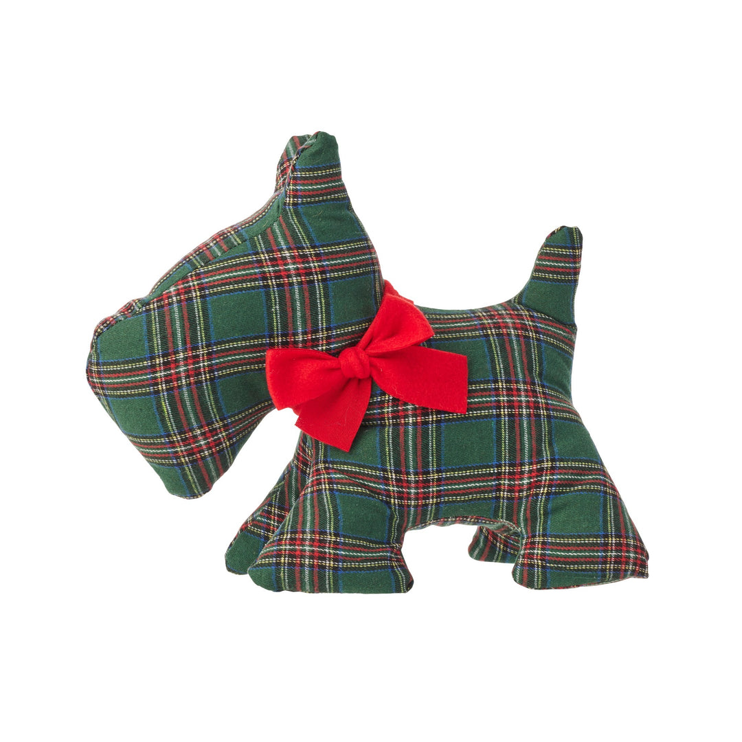 Check Scottie Dog Decoration - Green/Red
