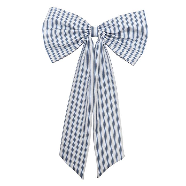 Christmas Bow - Blue Stripe