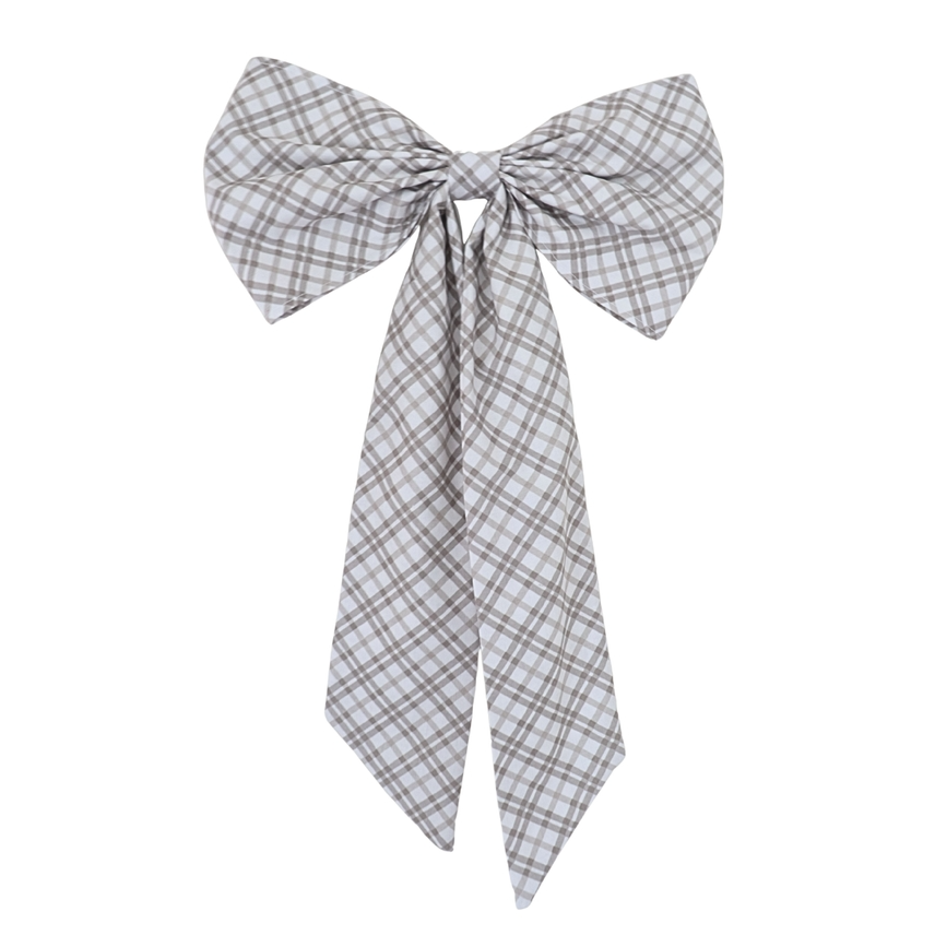 Christmas Bow - Taupe & White Plaid