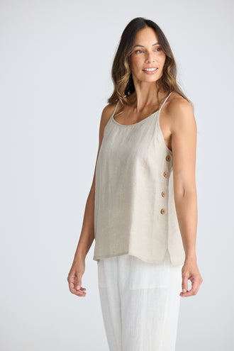 Cliffside Linen Singlet - Natural