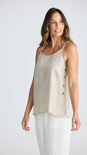 Cliffside Linen Singlet - Natural