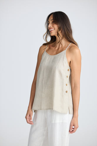 Cliffside Linen Singlet - Natural