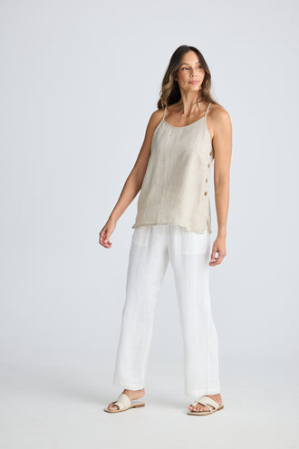 Cliffside Linen Singlet - Natural