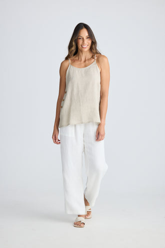 Cliffside Linen Singlet - Natural