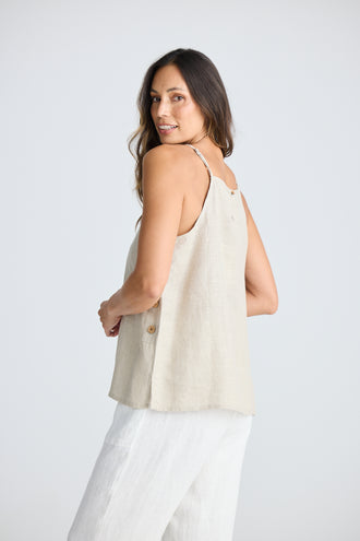 Cliffside Linen Singlet - Natural