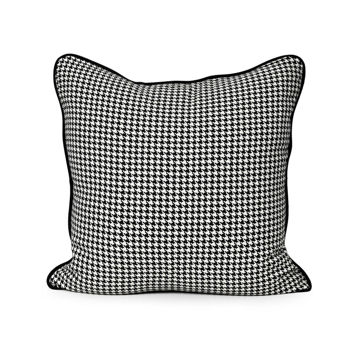 Coco Piped Houndstooth Cushion - Black &amp; White