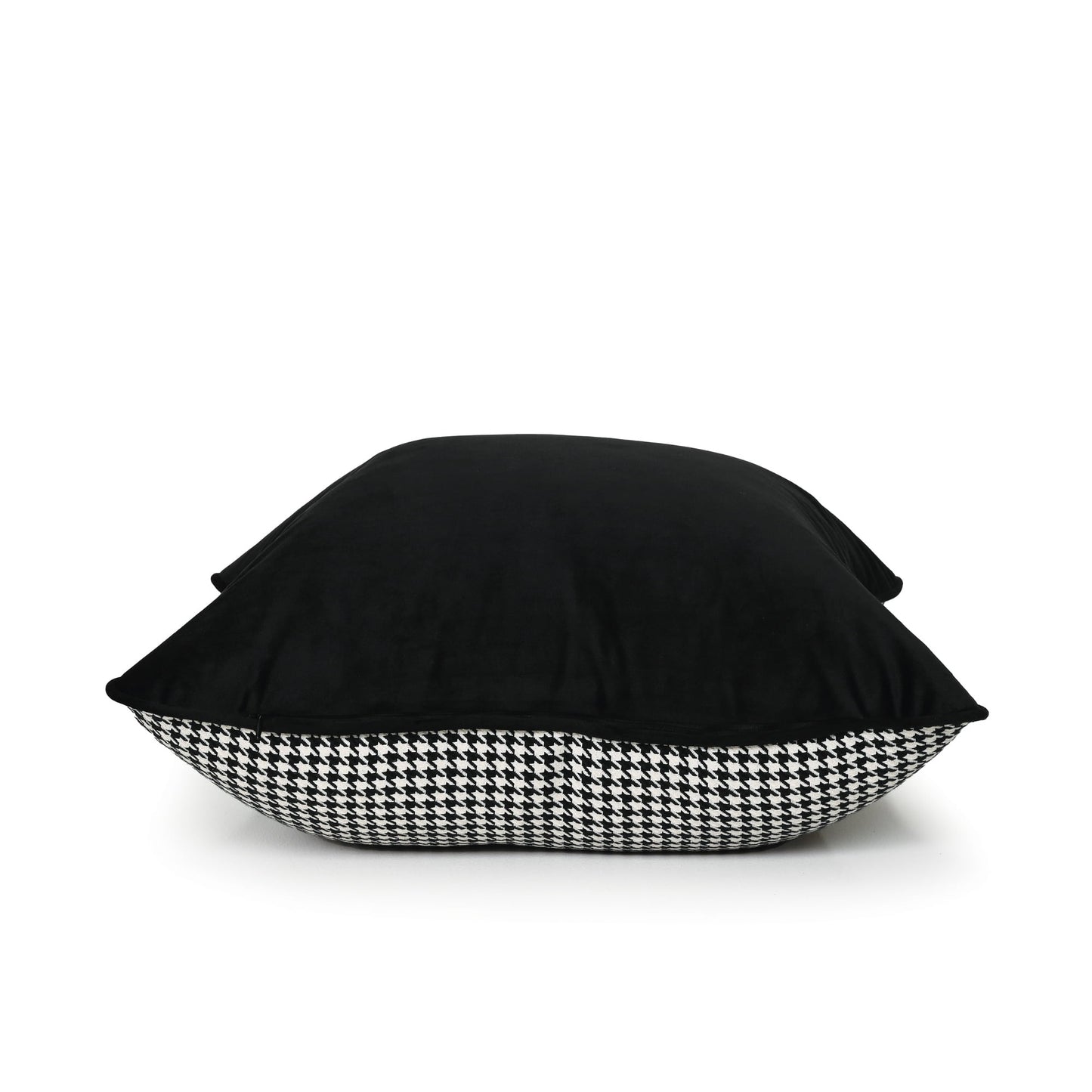 Coco Piped Houndstooth Cushion - Black & White