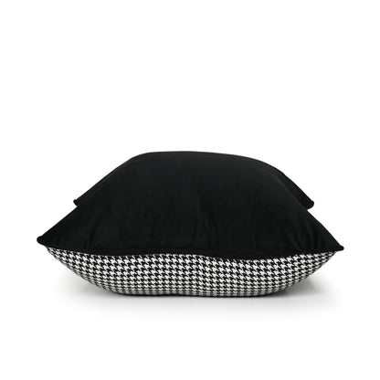 Coco Piped Houndstooth Cushion - Black & White