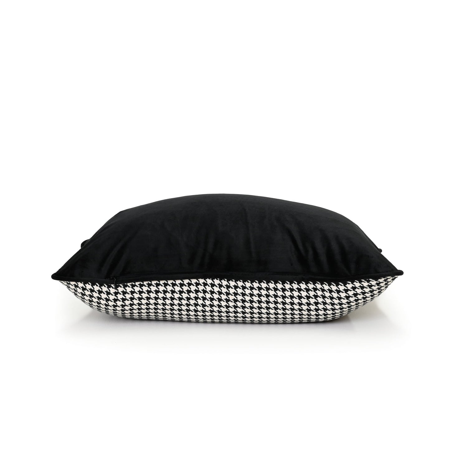 Coco Piped Houndstooth Rectangle Cushion - Black & White