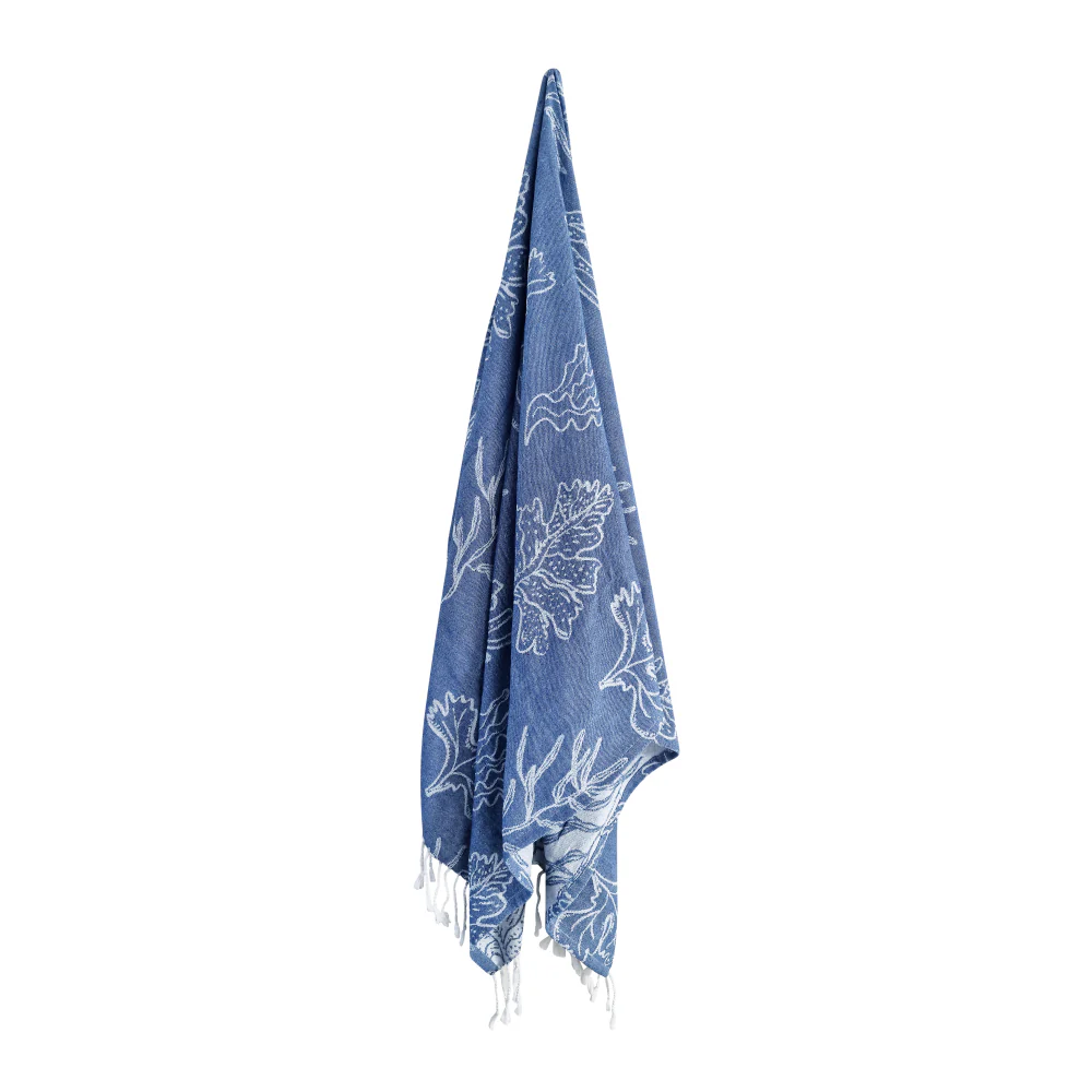 Coral Turkish Towel - Dusty Blue &amp; White