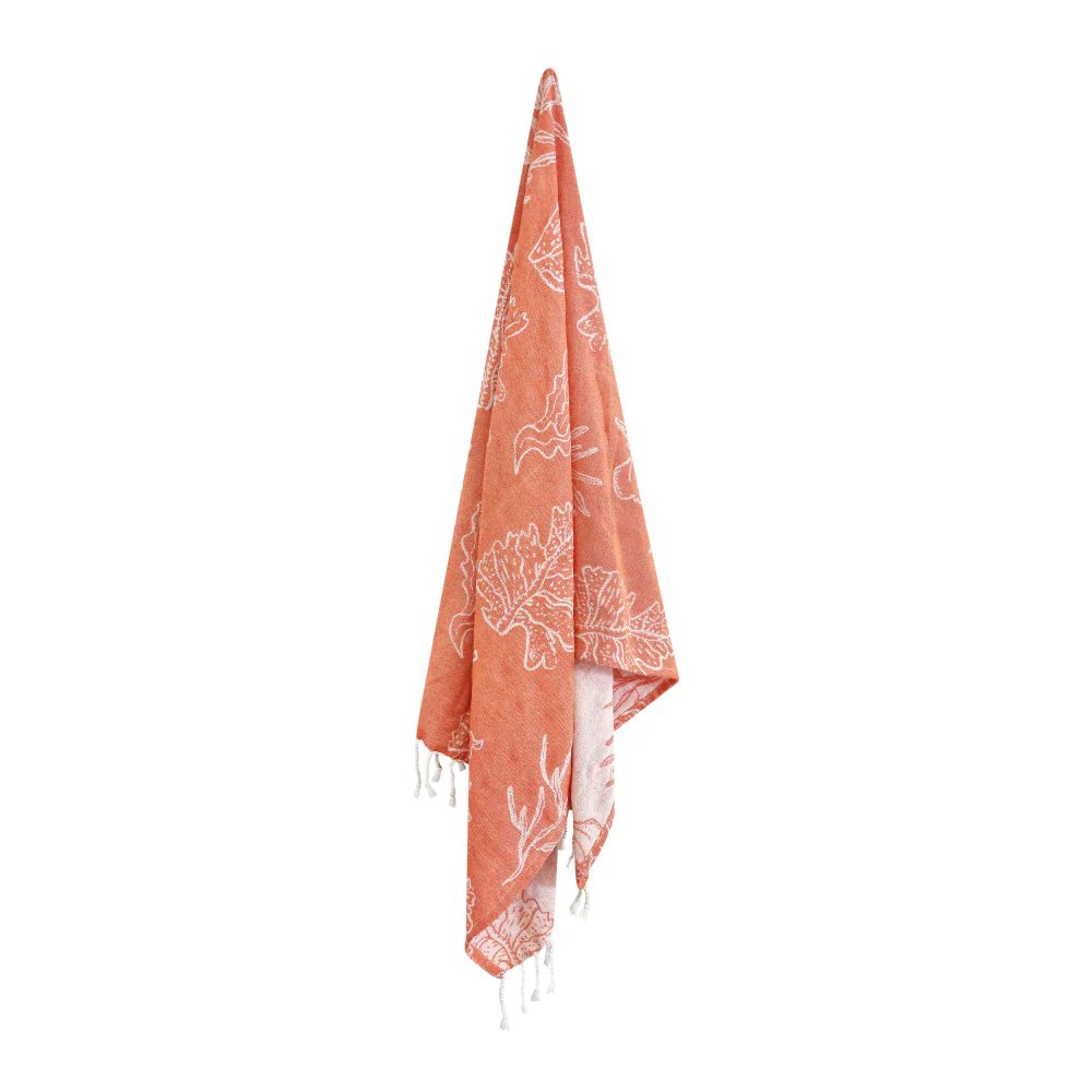 Coral Turkish Towel - Tangerine & White