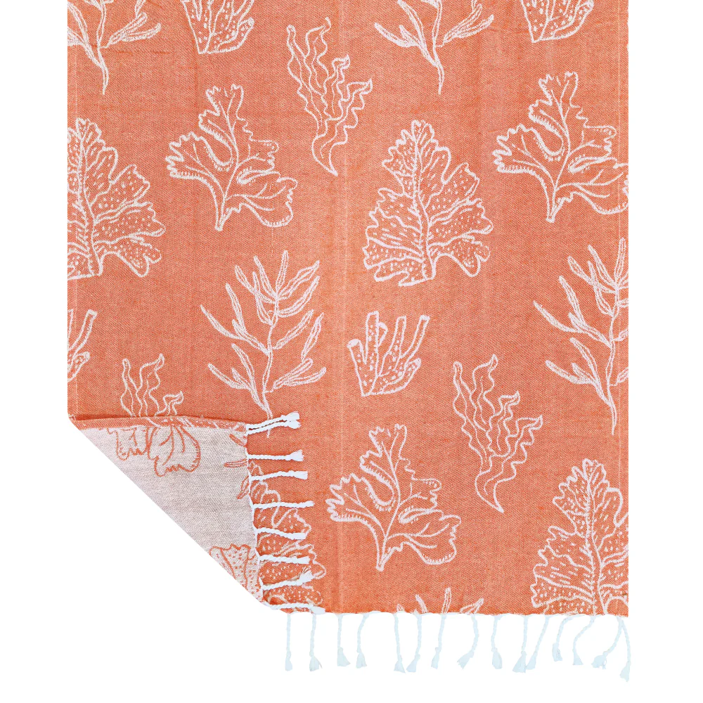 Coral Turkish Towel - Tangerine & White