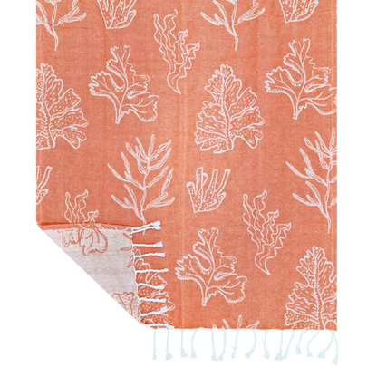 Coral Turkish Towel - Tangerine & White