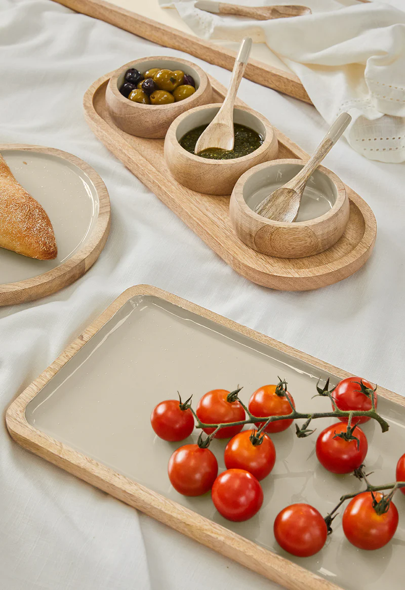 Corinne Rectangular Tray Large - Light Taupe