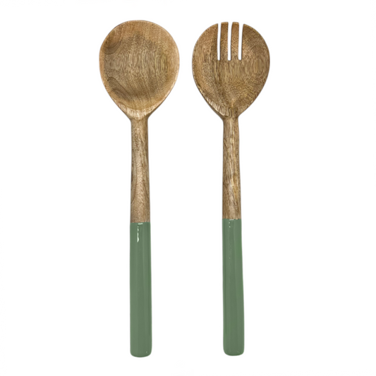 Corinne Salad Servers – Green & Natural