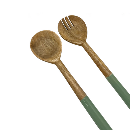 Corinne Salad Servers – Green & Natural