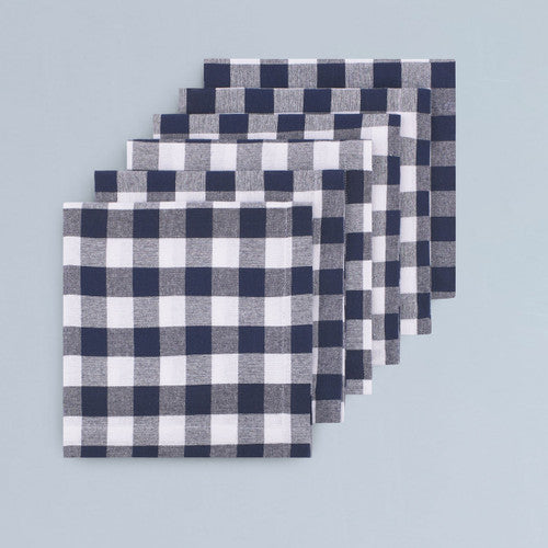 Cucina Gingham Napkin Set - Navy