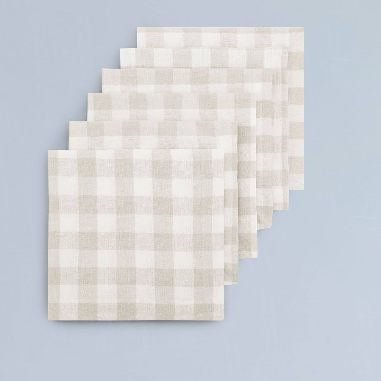 Cucina Gingham Napkin Set - Stone