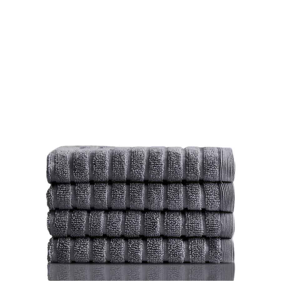 Alessia Cotton Bamboo Rib Face Towel - Porcini Grey