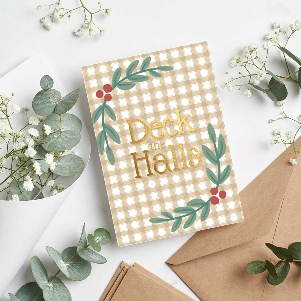 Deck the Halls Christmas Checks Card
