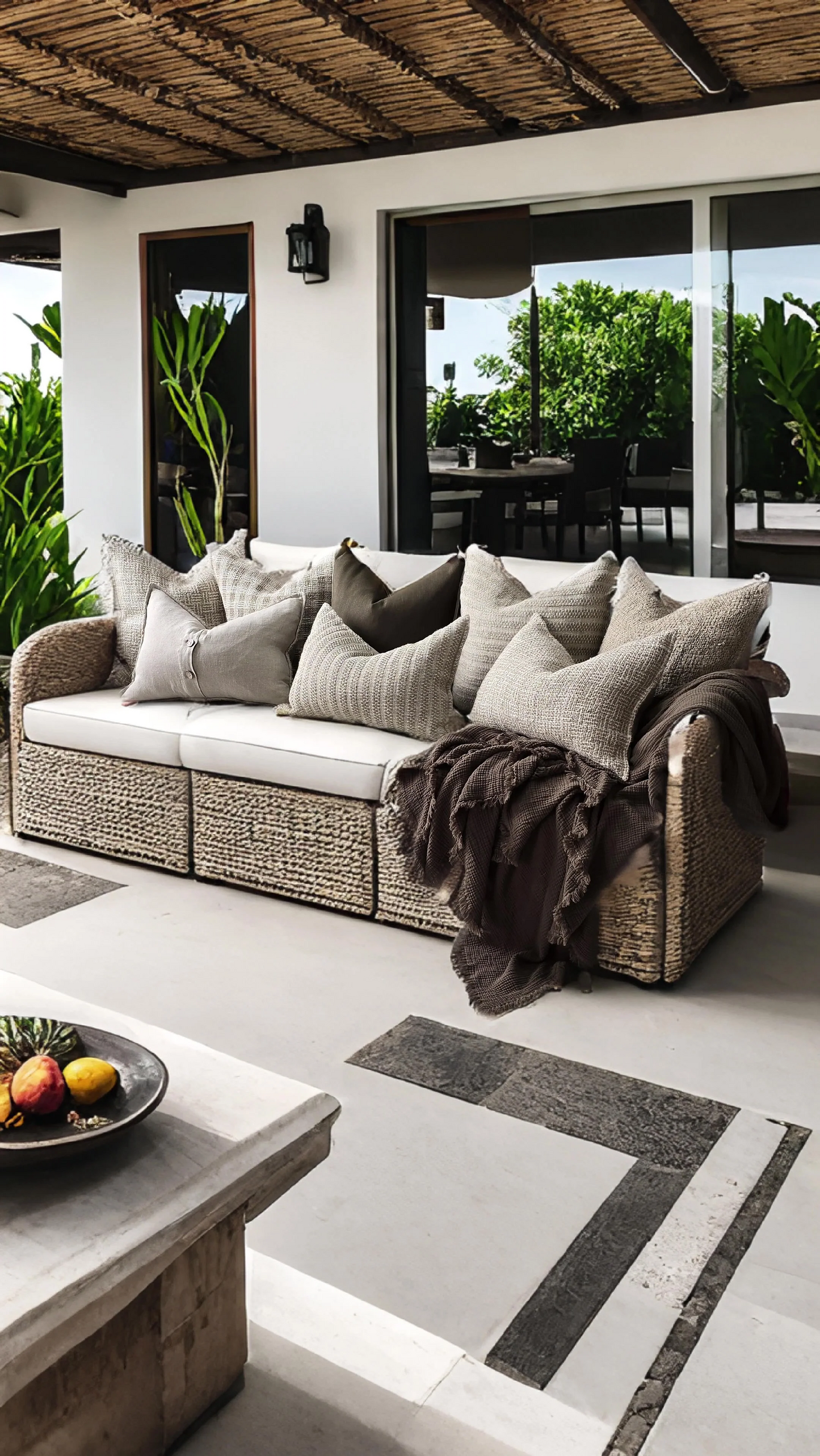 Détente Rustic Linen Cushion - Plaid Natural