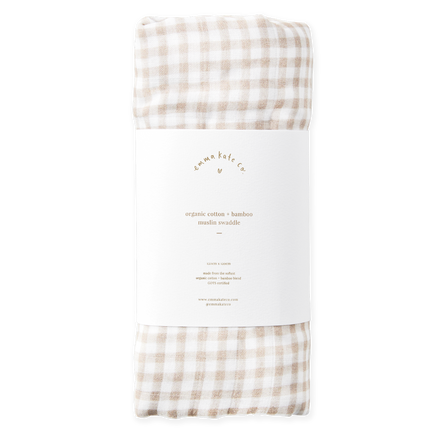 Baby Swaddle - Cocoa Gingham