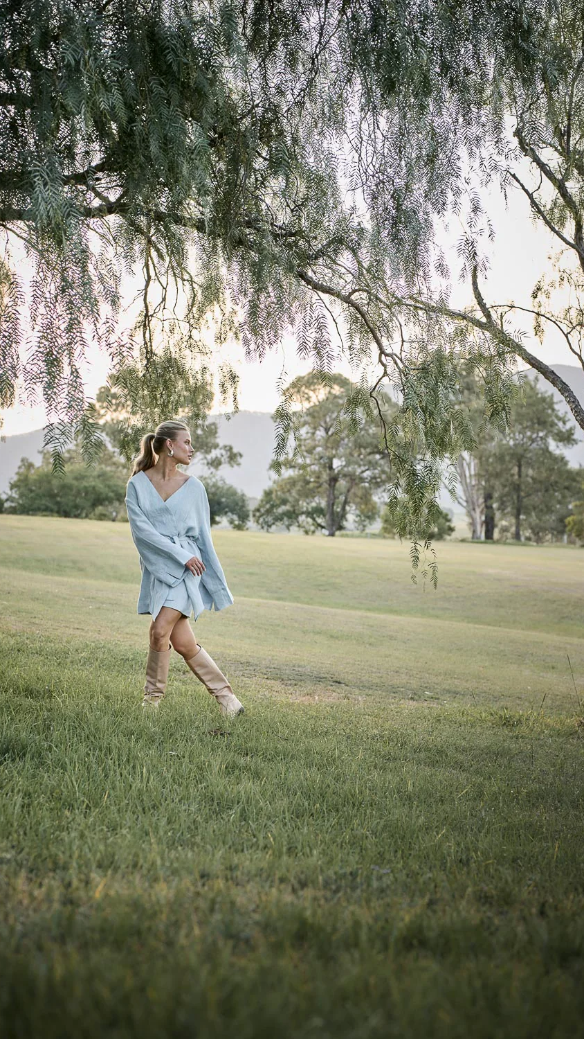 Frida Linen Dress - Soft Blue