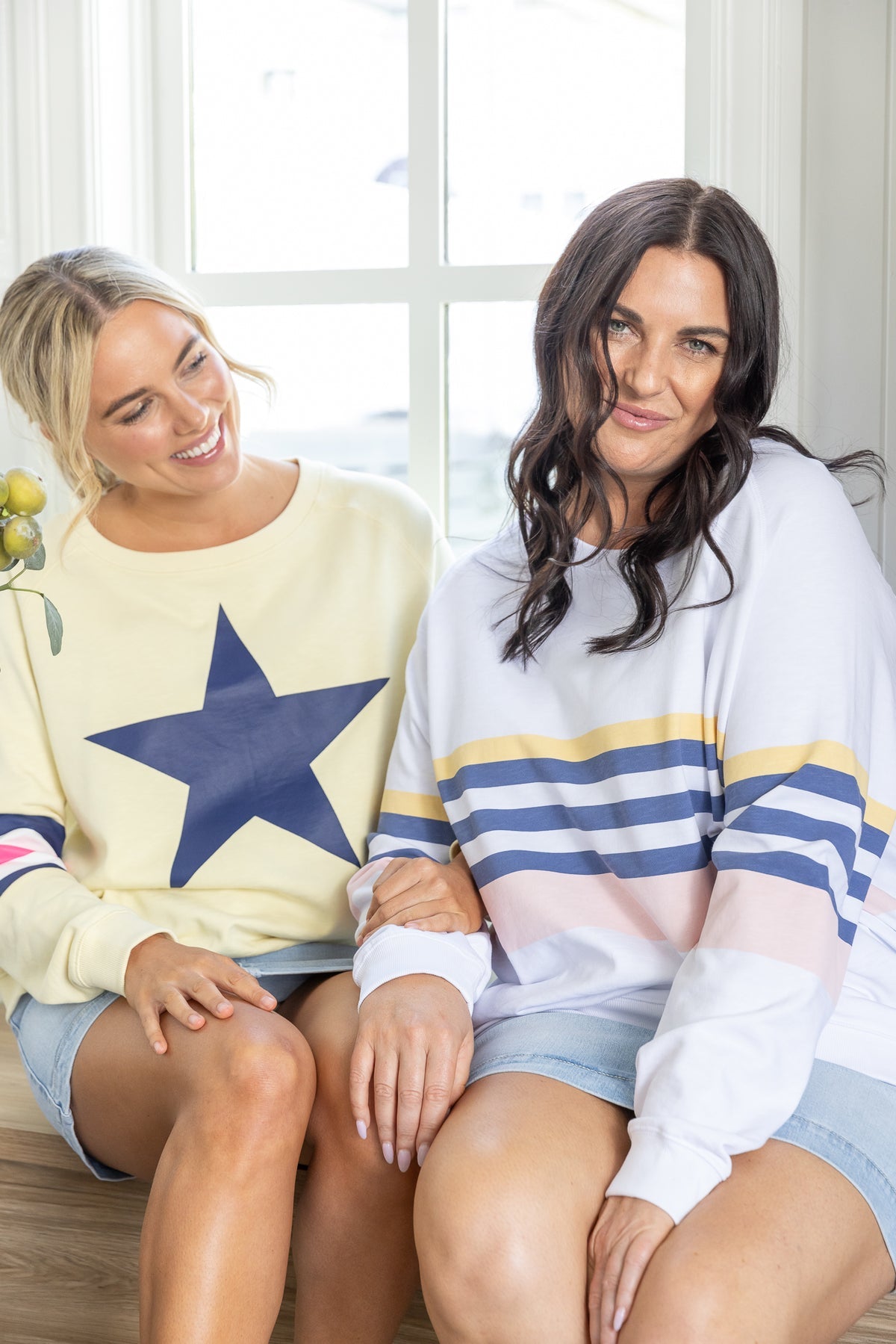 Hamptons Sweater - White/Navy/Pink Stripe