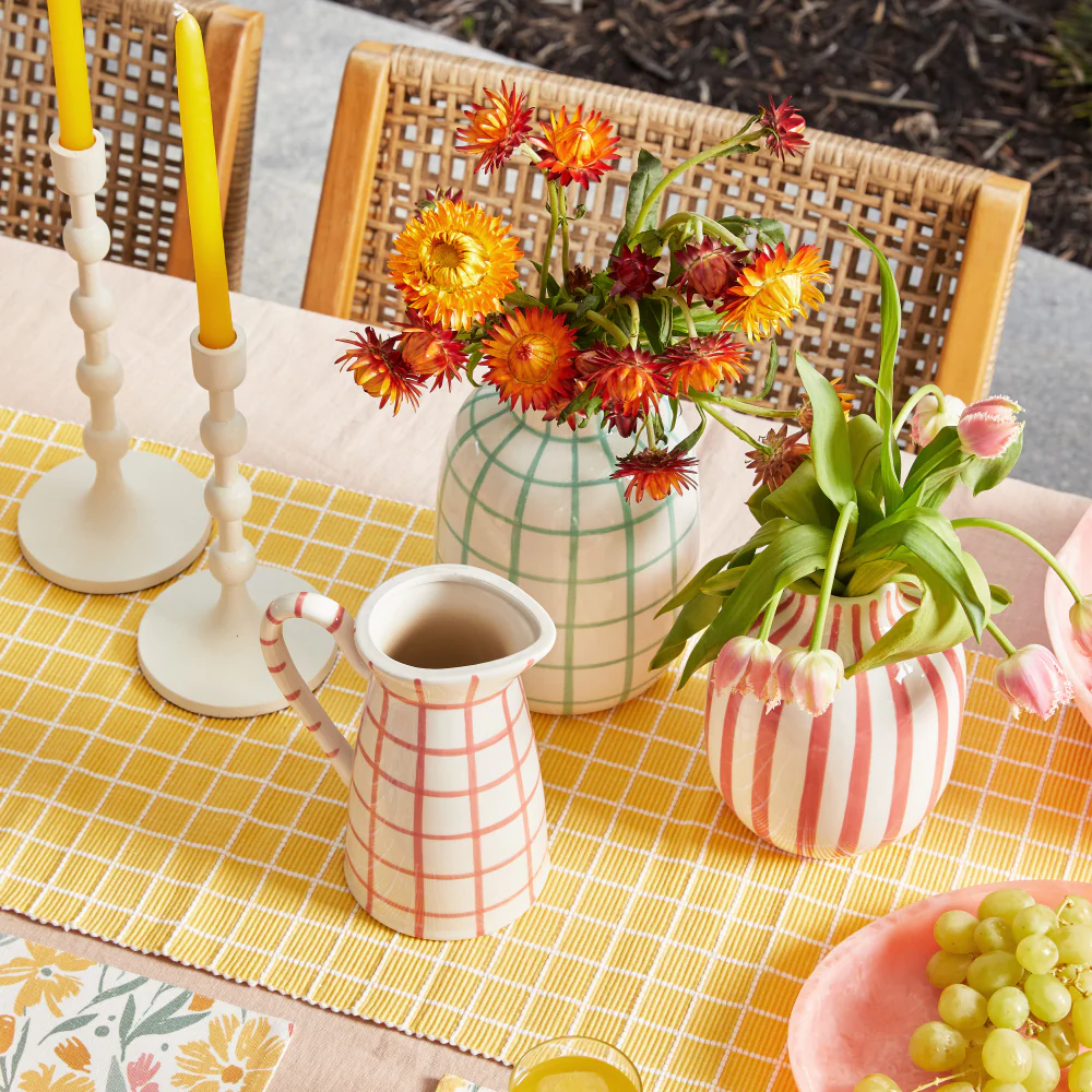 Fenton Check Pitcher Vase - Bubblegum
