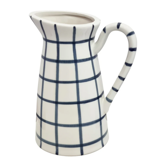 Fenton Check Pitcher Vase - Navy